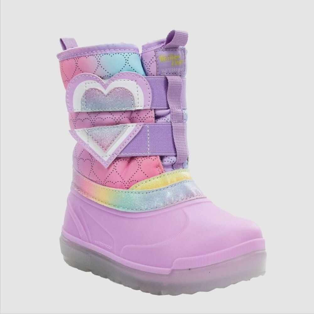 Toddler Girls' Denali Lighted Faux Fur Heart Winter Boots - Purple 10T